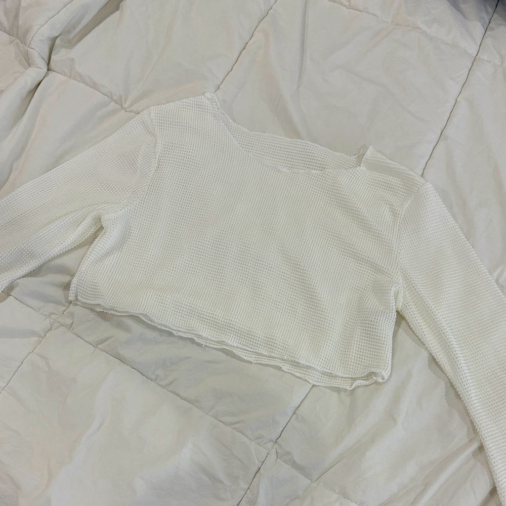 White Textured Women's Top